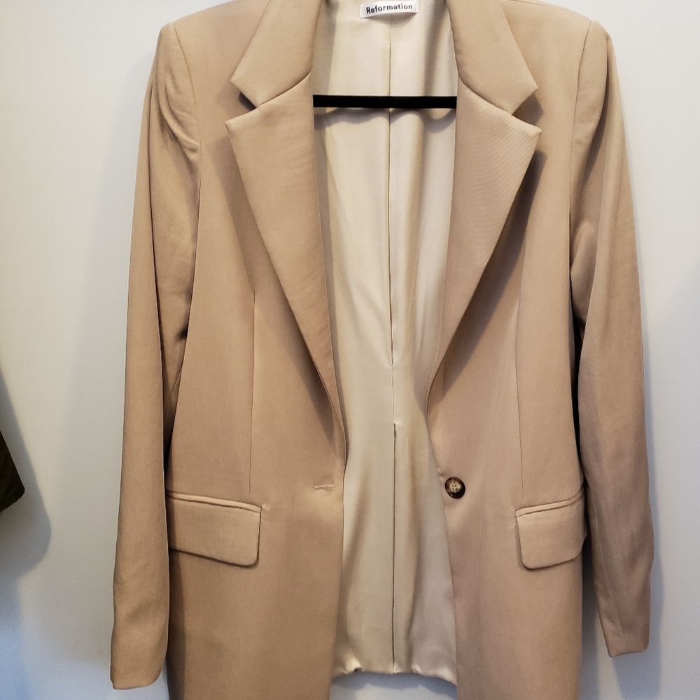 Reformation Major Twill Blazer Khaki size large